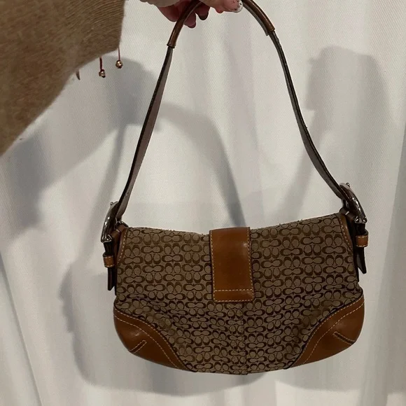 Coach 6818 Vintage Soho British Tan Leather & Signature C Canvas Bag RARE - Picture 3 of 10